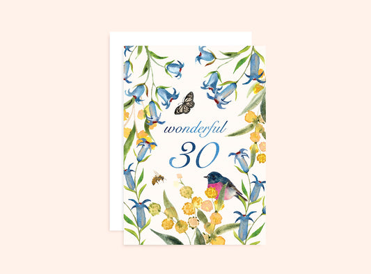 30th Birthday Card Aussie Flora