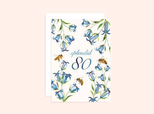 80th Birthday Card Aussie Flora