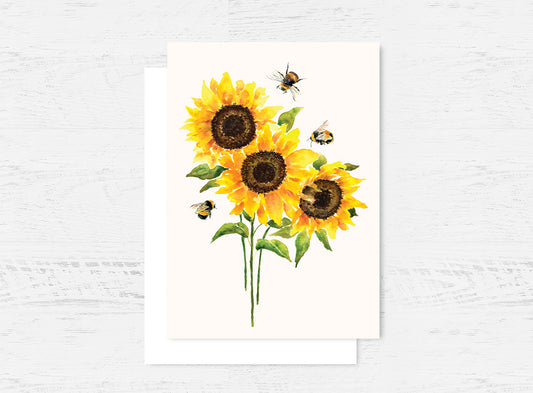 Sunflowers & Bees Greeting Card Wholesale (GC-ASB)