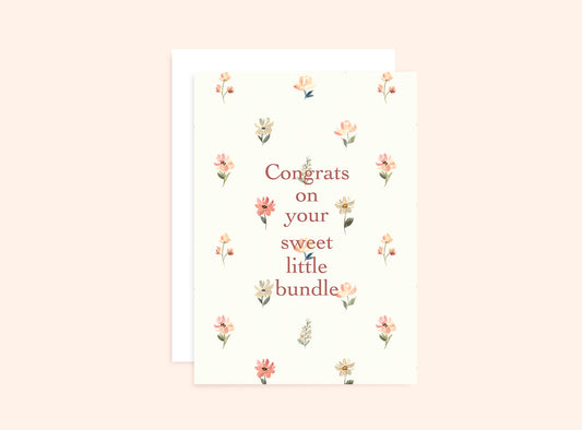 New Baby "Sweet Little Bundle" Floral Card