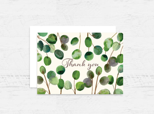 Silver Dollar Eucalyptus Thank You Card Wholesale (GC-SDTY)