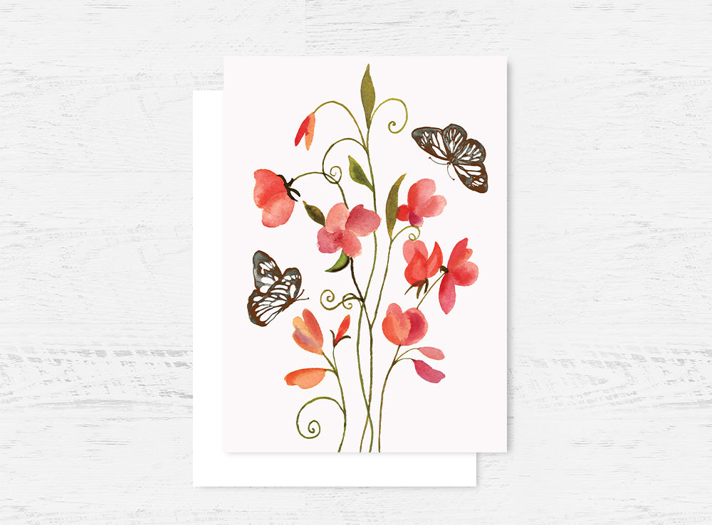 Sweet Pea & Butterflies Greeting Card Wholesale (GC-SPBF)