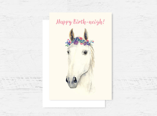 White Horse Birthday Card