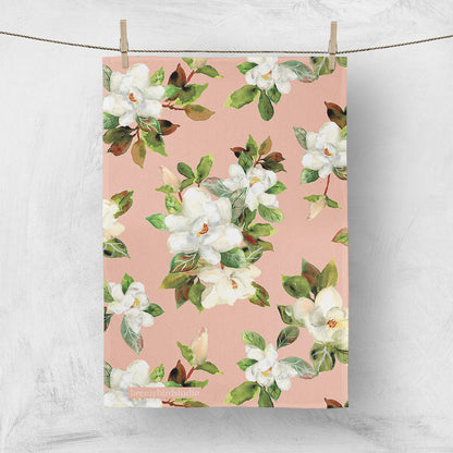 Magnificent Magnolia Tea Towel - Linen Cotton Blend