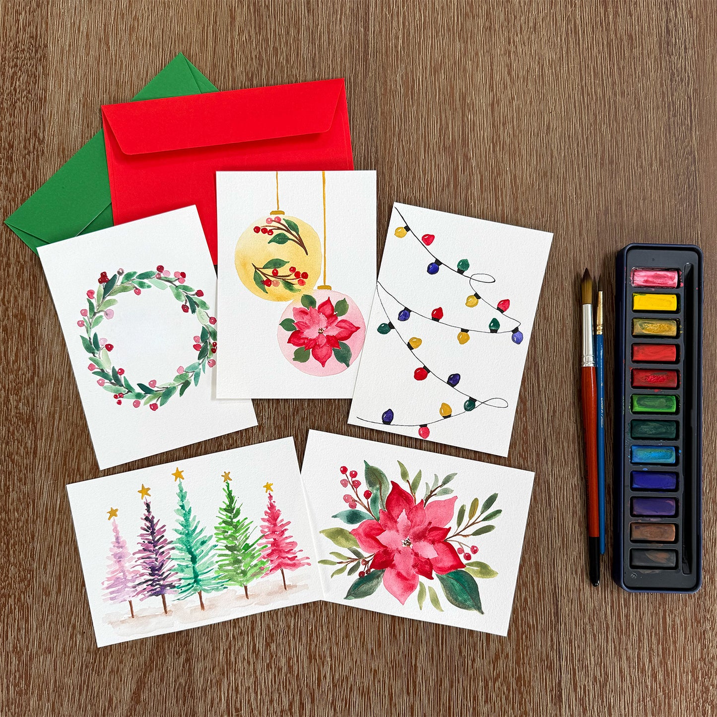 Paint Your Own Watercolour Christmas Cards