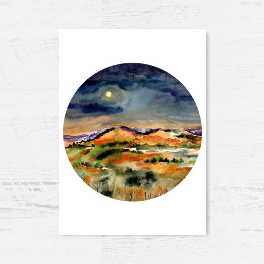 Moonlit Hills Art Print