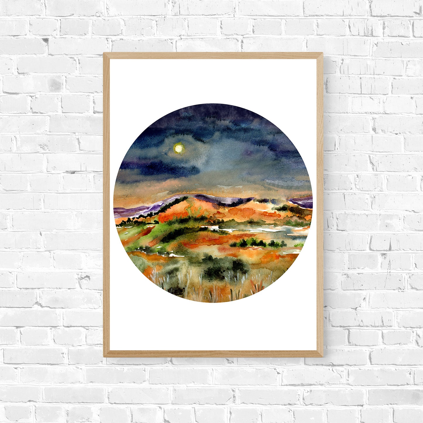 Moonlit Hills Art Print