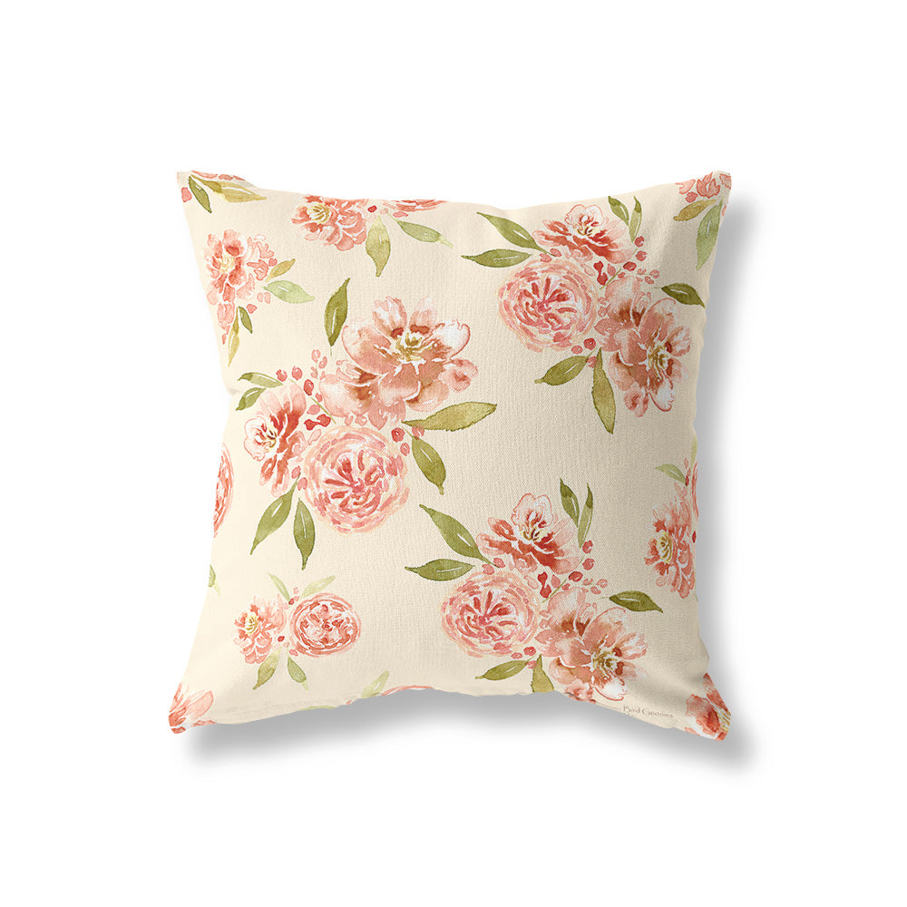 Romantic Roses 40cm Square Cushion - Cotton Drill Deluxe