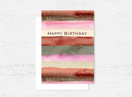 Watercolour Stripes Birthday Card