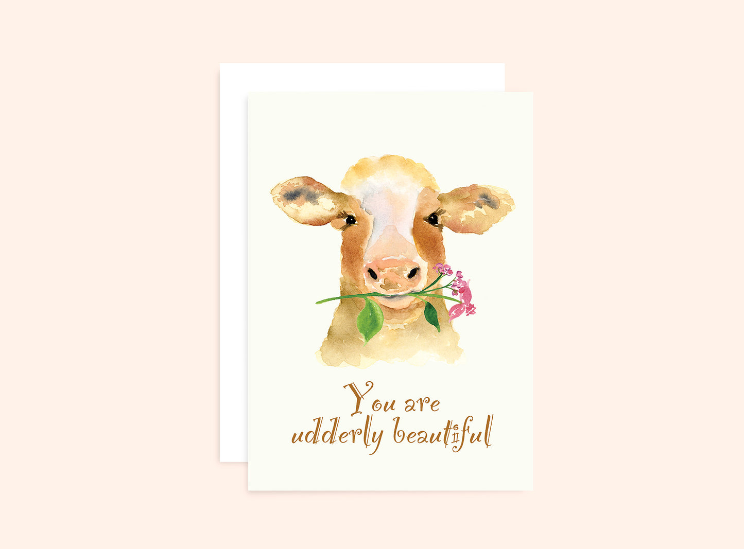 "You are udderly beautiful" Funny Cow Card