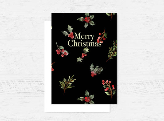 Christmas Holly Pattern Card