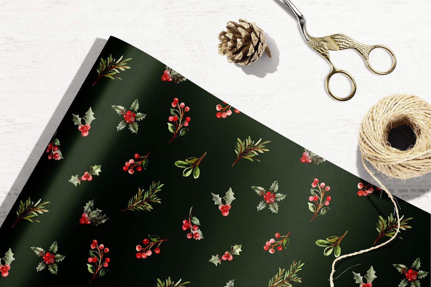 Holly Christmas Wrapping Paper