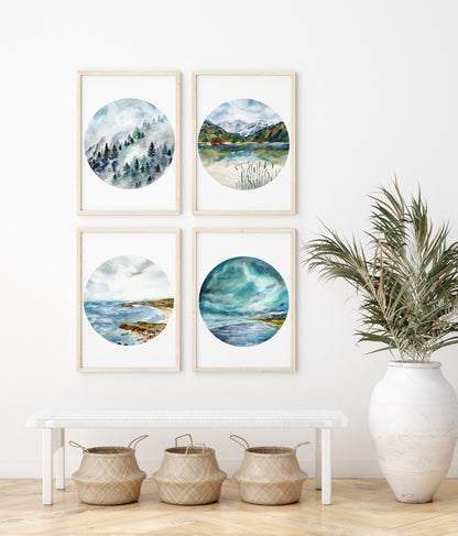 Nature's Harmony - Mountain, Sea & Lake Art Print Collection